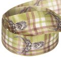 Ruban décoratif en tissu motif cerf 40 mm x 15 m vert beige marron | Floristik24.fr