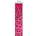 Ruban décoratif motif léopard rose 15mm x 18m polyester | Floristik24.fr