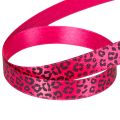 Ruban décoratif motif léopard rose 15mm x 18m polyester | Floristik24.fr