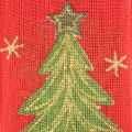 Ruban décoratif tissu sapins et étoiles 40mm 15m rouge, vert et doré | Floristik24.fr