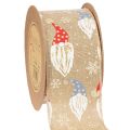 Floristik24 Ruban décoratif en polyester aspect jute motif lutins de Noël large 60mm long 10m