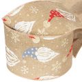 Ruban décoratif en polyester aspect jute motif lutins de Noël large 60mm long 10m | Floristik24.fr
