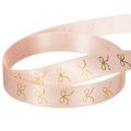 Ruban décoratif en polyester avec motifs dorés, 15 mm x 18 m, rose et or | Floristik24.fr