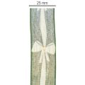 Ruban décoratif en tissu vert avec motif nœud, 25 mm x 18 m | Floristik24.fr