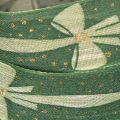 Ruban décoratif en tissu vert avec motif nœud, 25 mm x 18 m | Floristik24.fr