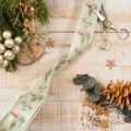 Ruban décoratif en satin motif cerf forêt et fleurs rouges 40mm x 15m | Floristik24.fr
