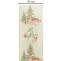 Ruban décoratif en satin motif cerf forêt et fleurs rouges 40mm x 15m | Floristik24.fr