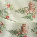 Ruban décoratif en satin motif cerf forêt et fleurs rouges 40mm x 15m | Floristik24.fr