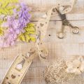 Ruban décoratif tissu beige motifs lutins et cœurs 40 mm x 15 m Noël intérieur | Floristik24.fr