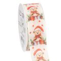Floristik24 Ruban cadeau en tissu motif ours de Noël 40mm x 15m