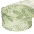 Ruban décoratif en polyester 40 mm 15 m avec motifs houx et gui verts | Floristik24.fr