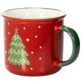 Tasse de Noël rouge en céramique avec motif sapin 9 cm | Floristik24.fr