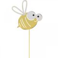Floristik24 Abeille en prise, printemps, décoration de jardin, abeille en métal jaune, blanc L54cm 3pcs