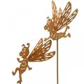 Floristik24 Bouchon fleur abeille, décor rouille, bouchon décoratif patine L31/32cm 6pcs