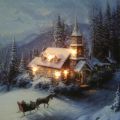 Floristik24 Paysage d&#39;hiver mural LED avec église 38×28cm Pour batterie