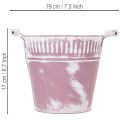 Seau déco métal lilas effet blanchi Ø19cm H17cm - 1 pièce | Floristik24.fr