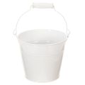 Floristik24 Set de 6 Seaux Décoratifs Blancs en Métal avec Anse en Bois - Ø14cm H12cm