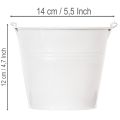 Set de 6 Seaux Décoratifs Blancs en Métal avec Anse en Bois - Ø14cm H12cm | Floristik24.fr