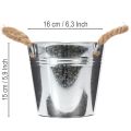 Seau décoratif en métal avec poignées en corde Ø16cm | Floristik24.fr