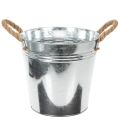 Floristik24 Seau décoratif en métal galvanisé avec poignées en corde Ø22 cm