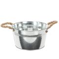 Floristik24 Bol en métal brillant avec anses en corde, Ø22cm