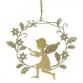 Floristik24 Couronne d&#39;ange, décoration de Noël, ange à accrocher, pendentif métal Doré H14cm L15.5
