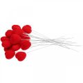 Bouchon fleur déco coeur bouchon coeur rouge 6x6cm H26cm 18 pièces