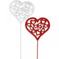 Bouchon fleur coeur rouge, blanc Bouchon décoratif Saint Valentin 7cm 12pcs