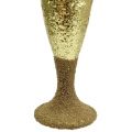 Floristik24 Verre à champagne cintre doré clair paillettes 15cm Nouvel An et Noël