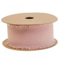 Floristik24 Ruban mousseline ruban tissu rose avec franges 40mm 15m