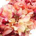 Floristik24 Couronne de fleurs de dahlia rose, crème Ø42cm