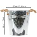 Cache-pot en métal avec poignées en corde Ø20 cm | Floristik24.fr