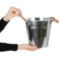 Cache-pot en métal avec poignées en corde Ø20 cm | Floristik24.fr