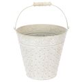 Floristik24 Seau décoratif blanchi à la chaux, avec anse, Ø 20,5 cm, pot de fleurs décoratif en métal