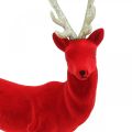 Floristik24 Figurine déco cerf décoratif renne floqué rouge H40cm