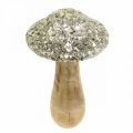 Floristik24 Déco champignon bois champignon en bois avec motif mosaïque doré H17cm