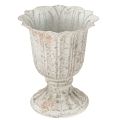 Floristik24 Coupe déco Calice en métal Aspect vintage Gris Blanc H14,5cm
