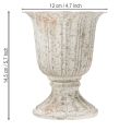 Coupe déco Calice en métal Aspect vintage Gris Blanc H14,5cm | Floristik24.fr