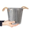 Pot décoratif pour plantation, pot en métal avec anses, décoration en métal style shabby chic Ø 21,5 cm | Floristik24.fr
