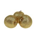 Floristik24 Pommes décoratives dorées avec paillettes Ø 6 cm 12 p.