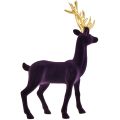 Floristik24 Déco cerf renne figurine floquée violet doré H37cm