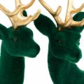 Floristik24 Déco cerf vert et or décoration de Noël figurines de cerf 20cm 2pcs