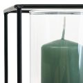 Bougeoir décoratif lanterne métal noir verre 12×12×13cm