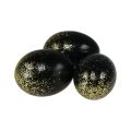 Floristik24 Oeufs de Pâques décoratifs véritable œuf de poule noir avec paillettes dorées H5,5–6 cm 10 pièces