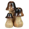 Floristik24 Champignons décoratifs champignons en bois marron effet brillant décoration d&#39;automne H6/8/10cm