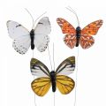 Floristik24 Déco papillon sur fil décoration printanière colorée 8cm 12pcs