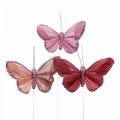 Floristik24 Papillon déco sur fil plume papillon rose 10×6cm 12pcs