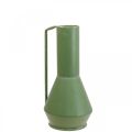 Floristik24 Vase décoratif métal anse verte cruche décorative 14cm H28.5cm