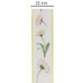 Ruban cadeau à motif floral Bellis, idéal pour les loisirs créatifs et l'emballage, 25 mm x 20 m | Floristik24.fr