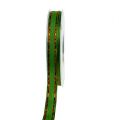 ruban décoratif vert avec fil 15mm 15m